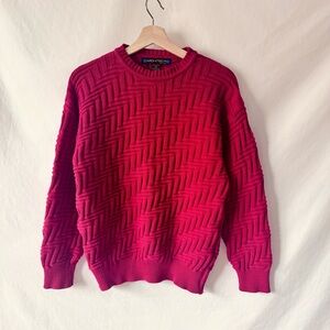 Vintage 90s 3D Knit Architect Rich Red Crewneck Sweater
